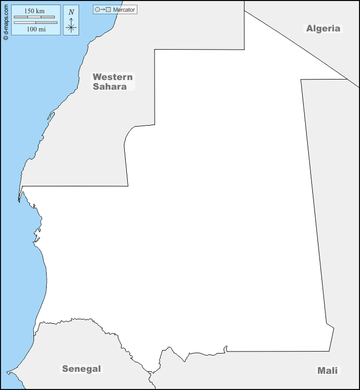 Mauritania : d-maps.com: free map, free blank map, free outline map, free base map : boundaries, names