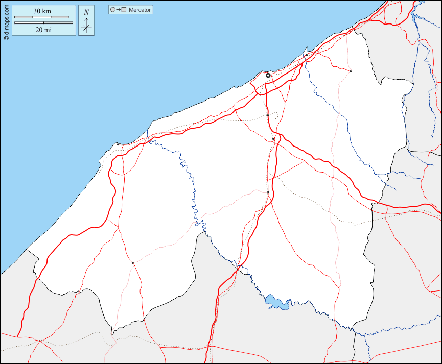 Casablanca-Settat : d-maps.com: Kostenlose Karten, kostenlose stumme Karte, kostenlose unausgefüllt Landkarte, kostenlose hochauflösende Umrisskarte : Grenzen, Hydrografie, Wichtige Städte, Straßen