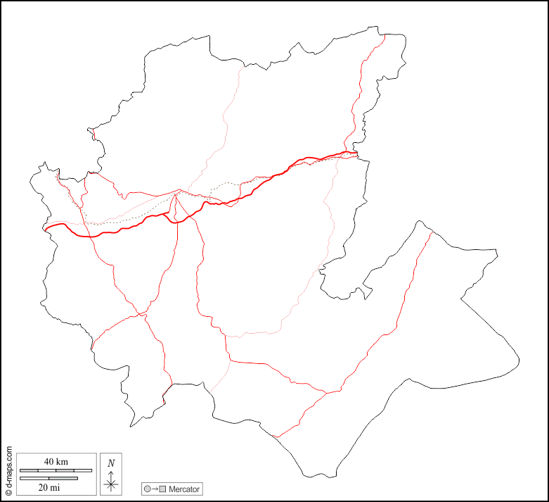 Fès-Meknès : d-maps.com: Kostenlose Karten, kostenlose stumme Karte, kostenlose unausgefüllt Landkarte, kostenlose hochauflösende Umrisskarte : Umrisse, Straßen, weiß