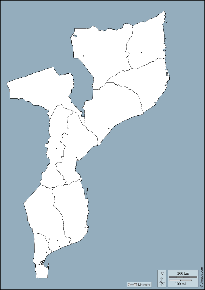 موزامبيق : خريطة مجانية, خريطة خاليه من الفراغ, خريطة الخطوط العريضة, خريطة القاعدة الحرة
 : الخطوط العريضة, المحافظات, المدن الرئيسية