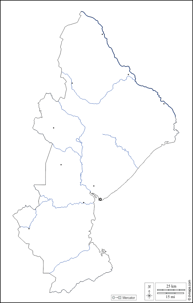 Sofala : d-maps.com: mapa livre, mapa em branco livre, mapa livre do esboço, mapa básico livre
 : contornos, hidrografia, principais cidades, branco