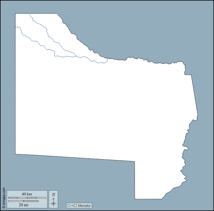 Kavango del Oeste : d-maps.com: mapa gratuito, mapa mudo gratuito, mapa en blanco gratuito, plantilla de mapa : contornos, hidrografía