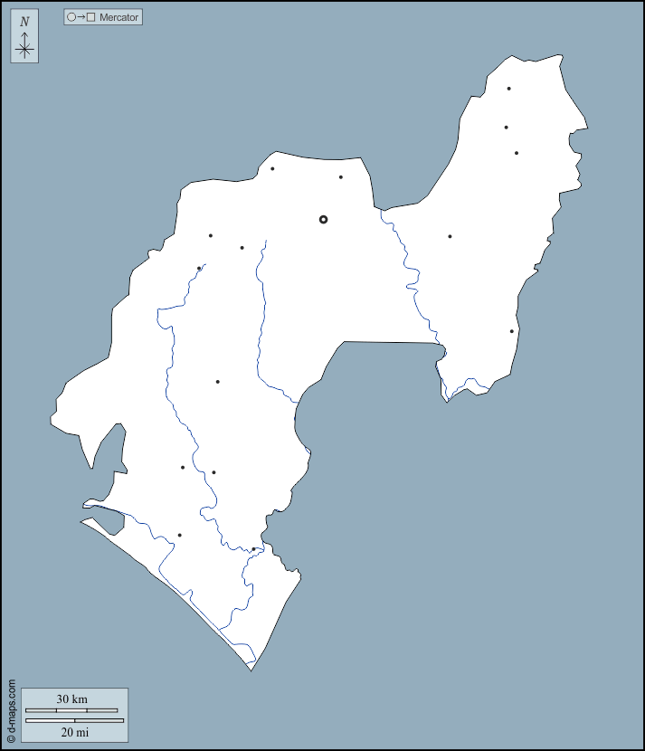 オンド州 : d-maps.com: 無料地図, 無料の空の地図, 無料のアウトラインマップ, 無料のベースマップ
 : 輪郭, 川と湖, 主要都市