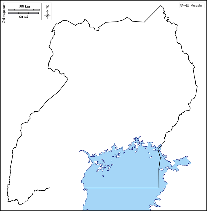 Уганда : d-maps.com: Бесплатная карта, бесплатная карта, свободная карта, Бесплатная базовая карта
 : побережья, границы