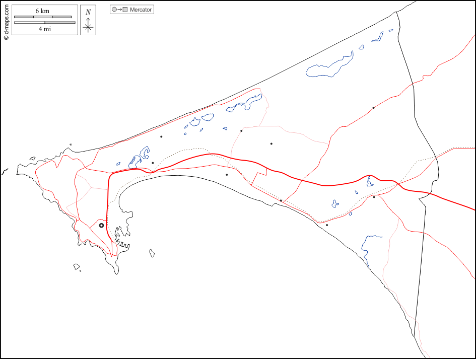 Dakar : d-maps.com: free map, free blank map, free outline map, free base map : boundaries, hydrography, main cities, roads, white