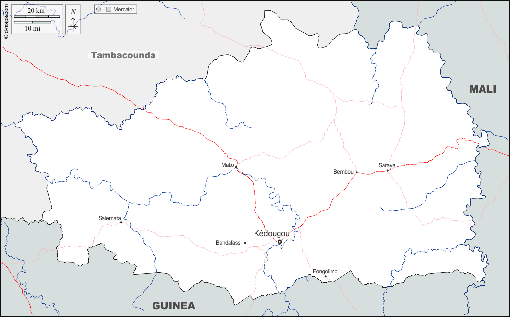 ケドゥグ州 : d-maps.com: 無料地図, 無料の空の地図, 無料のアウトラインマップ, 無料のベースマップ
 : 境界, 川と湖, 主要都市, 道路, 名前