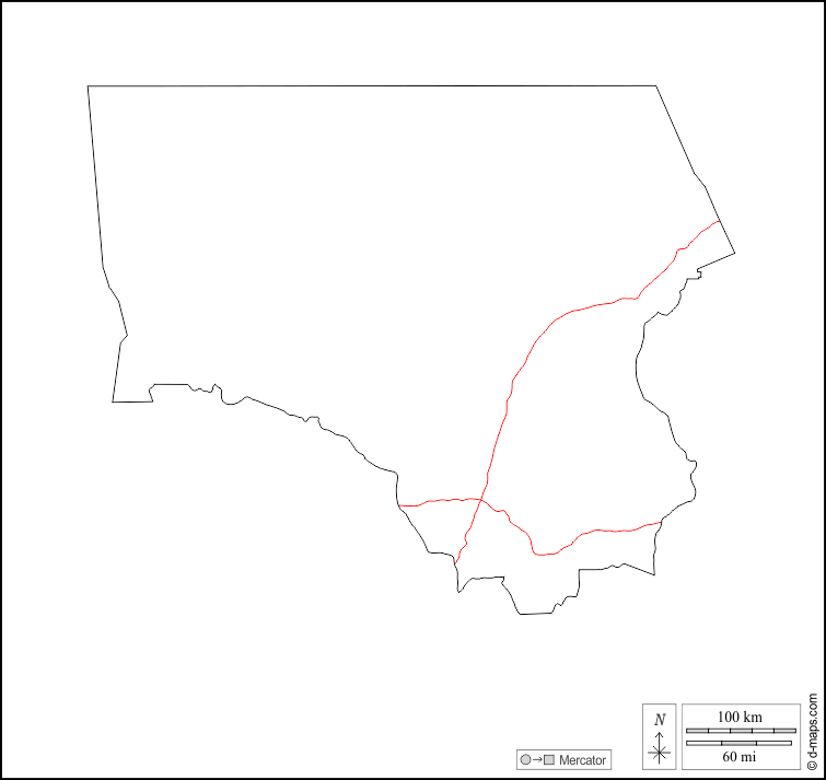North Kordofan : d-maps.com: free map, free blank map, free outline map, free base map : outline, roads, white