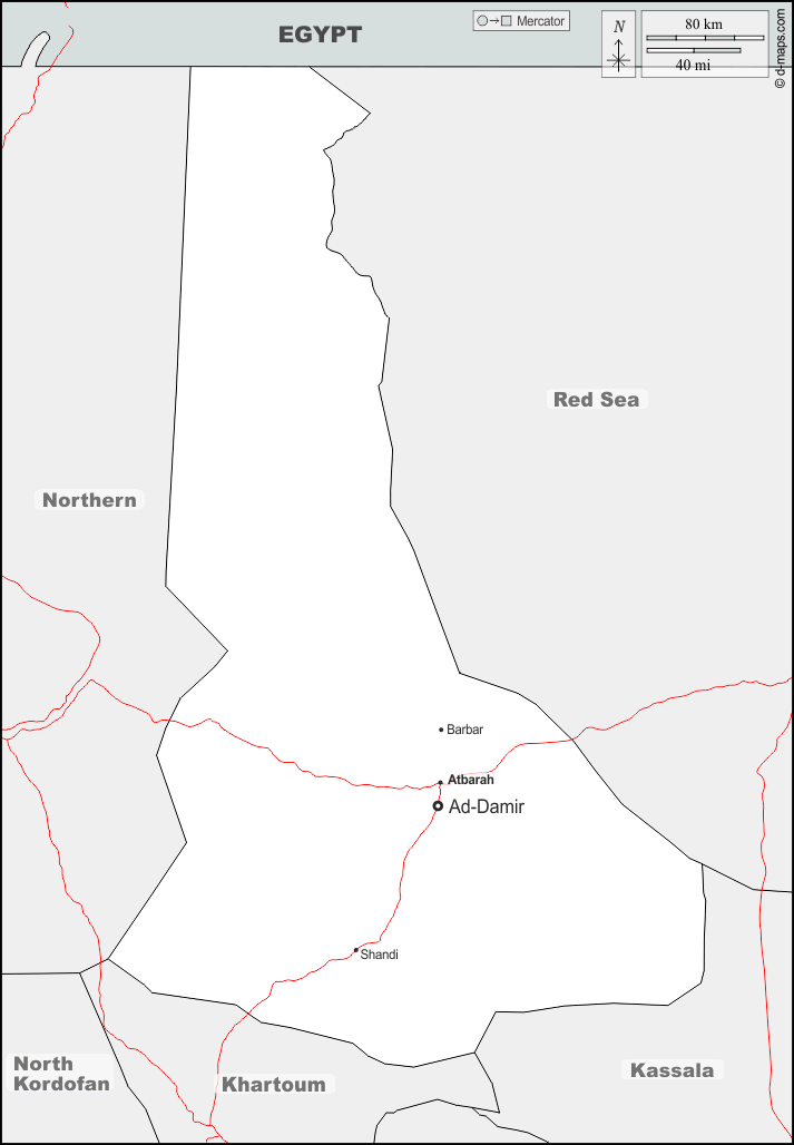Nilo : d-maps.com: mappa gratuita, mappa muta gratuita, cartina muta gratuita : frontiere, principali città, strade, nomi