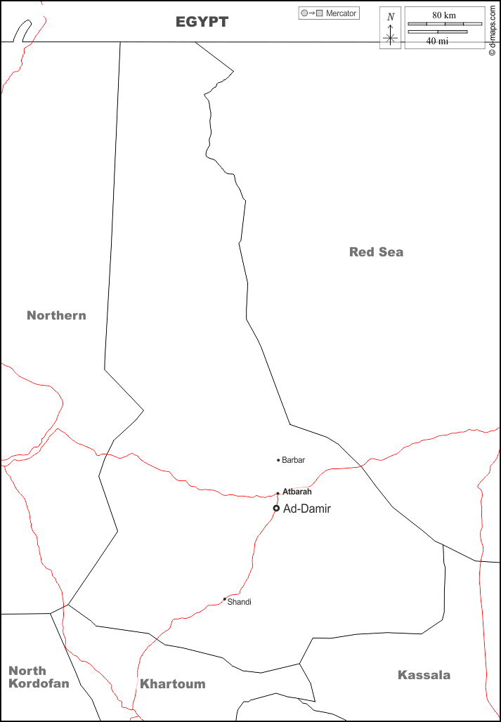 Nilo : d-maps.com: mappa gratuita, mappa muta gratuita, cartina muta gratuita : frontiere, principali città, strade, nomi, bianco