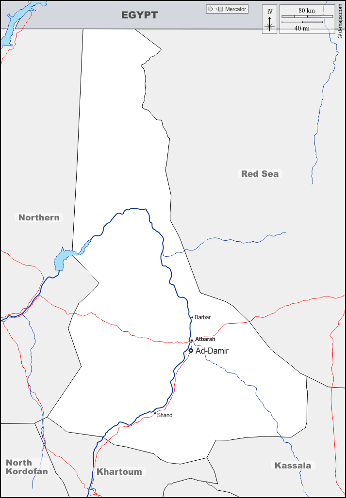 Nilo : d-maps.com: mappa gratuita, mappa muta gratuita, cartina muta gratuita : frontiere, idrografia, principali città, strade, nomi