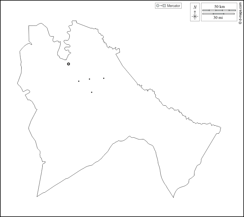 Sennar : d-maps.com: free map, free blank map, free outline map, free base map : outline, main cities, white