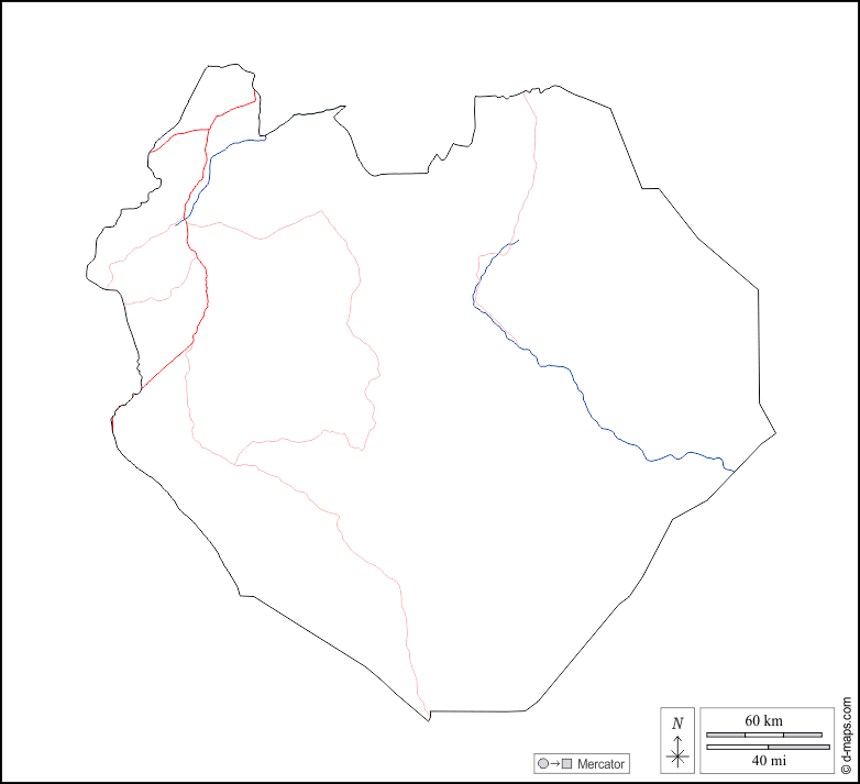 Dschanub Kurdufan : d-maps.com: Kostenlose Karten, kostenlose stumme Karte, kostenlose unausgefüllt Landkarte, kostenlose hochauflösende Umrisskarte : Umrisse, Hydrografie, Straßen, weiß