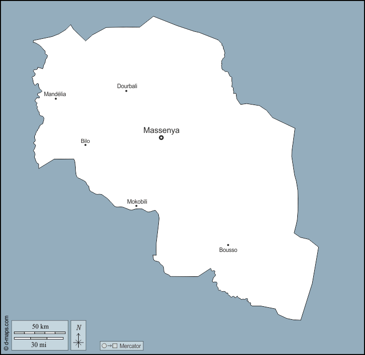 沙里-巴吉尔米区 : d-maps.com: 免费地图, 免费的空白地图, 免费的轮廓地图, 免费基地地图 : 大纲, 主要城市, 名称