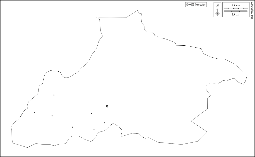 Tandjilé : d-maps.com: free map, free blank map, free outline map, free base map : outline, main cities, white