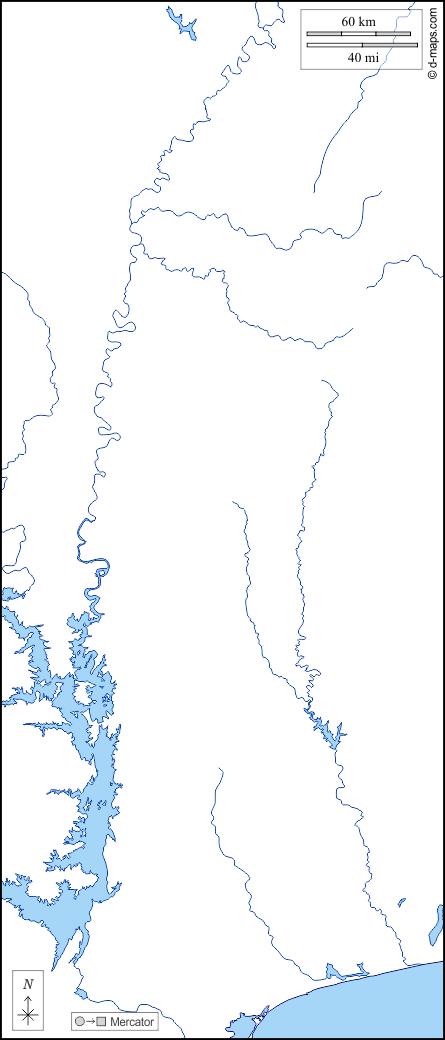 Togo : d-maps.com: carte géographique gratuite, carte géographique muette gratuite, carte vierge gratuite, fond de carte gratuit, formats graphiques courants : littoraux, hydrographie