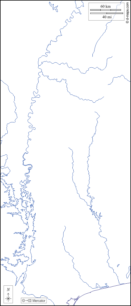 Togo : d-maps.com: carte géographique gratuite, carte géographique muette gratuite, carte vierge gratuite, fond de carte gratuit, formats graphiques courants : littoraux, hydrographie, blanc