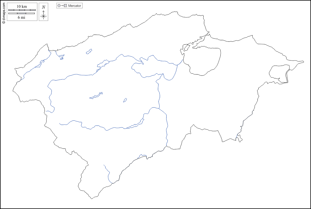 Bizerte : d-maps.com: Kostenlose Karten, kostenlose stumme Karte, kostenlose unausgefüllt Landkarte, kostenlose hochauflösende Umrisskarte : Umrisse, Hydrografie, weiß