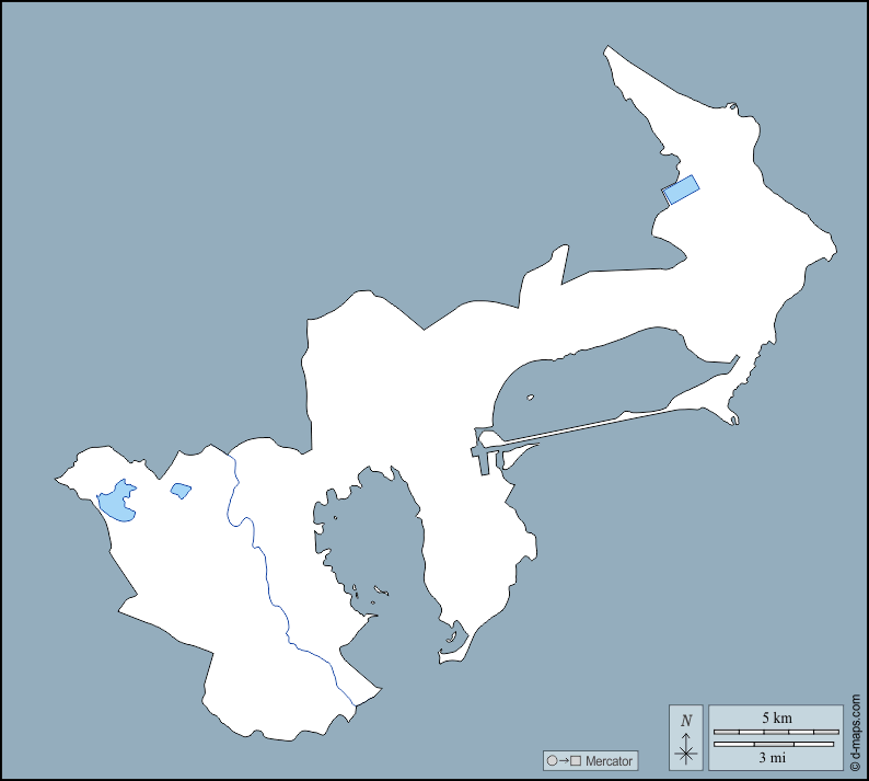 チュニス県 : d-maps.com: 無料地図, 無料の空の地図, 無料のアウトラインマップ, 無料のベースマップ
 : 輪郭, 川と湖