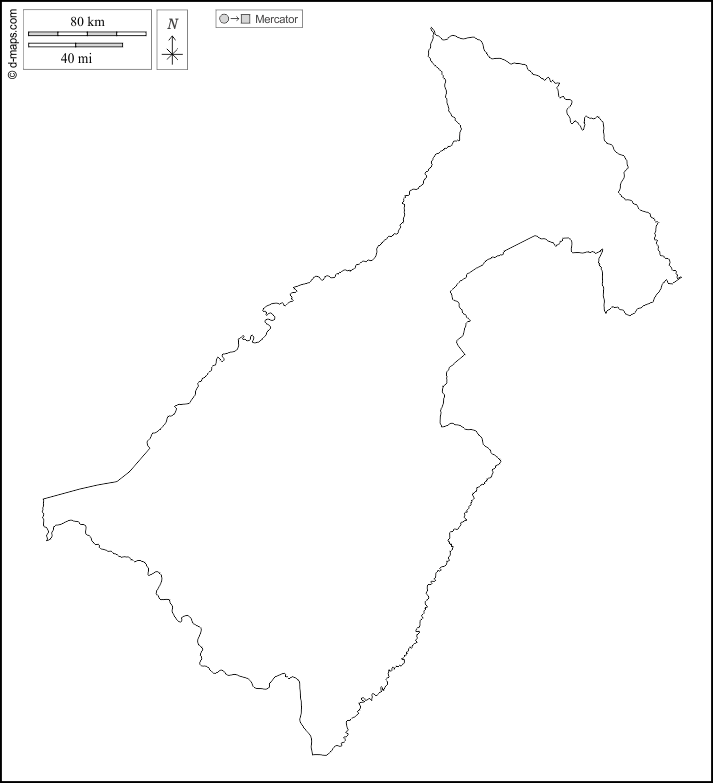 Muchinga : d-maps.com: free map, free blank map, free outline map, free base map : outline, white