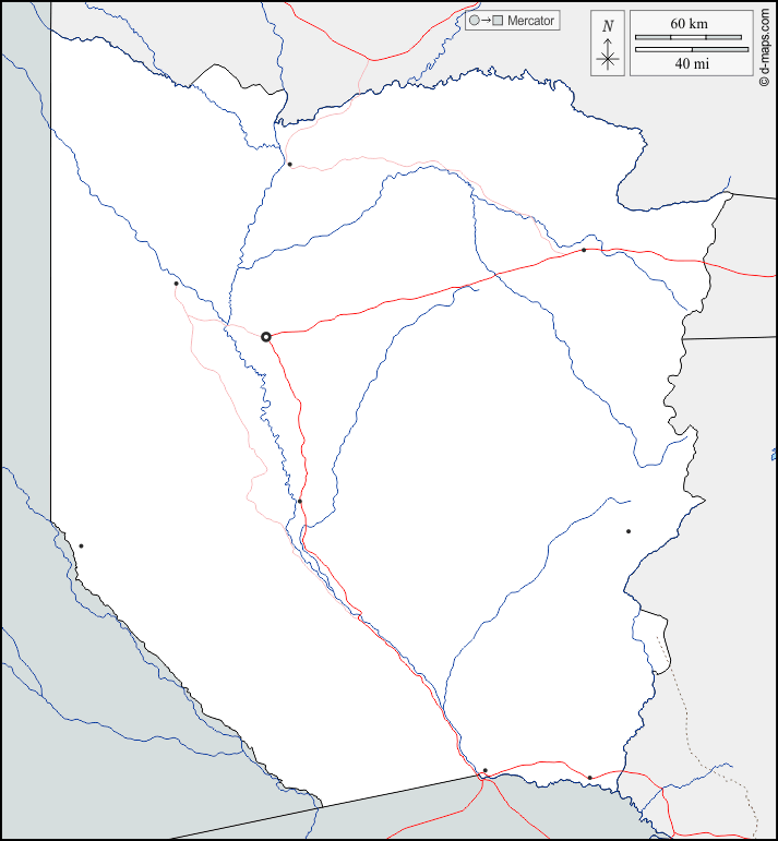 Ocidental : d-maps.com: mapa livre, mapa em branco livre, mapa livre do esboço, mapa básico livre
 : fronteiras, hidrografia, principais cidades, estradas