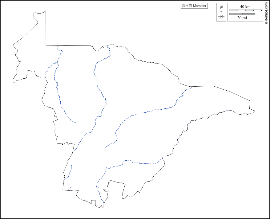 中央マショナランド州 : d-maps.com: 無料地図, 無料の空の地図, 無料のアウトラインマップ, 無料のベースマップ
 : 輪郭, 川と湖, 白い