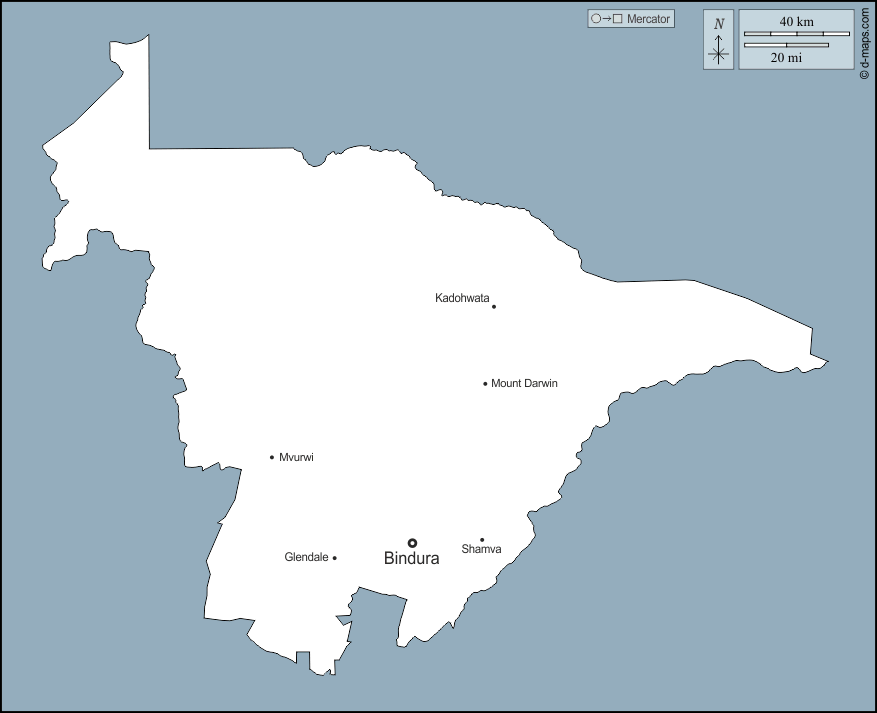 中馬紹納蘭省 : d-maps.com: 免费地图, 免费的空白地图, 免费的轮廓地图, 免费基地地图 : 大纲, 主要城市, 名称