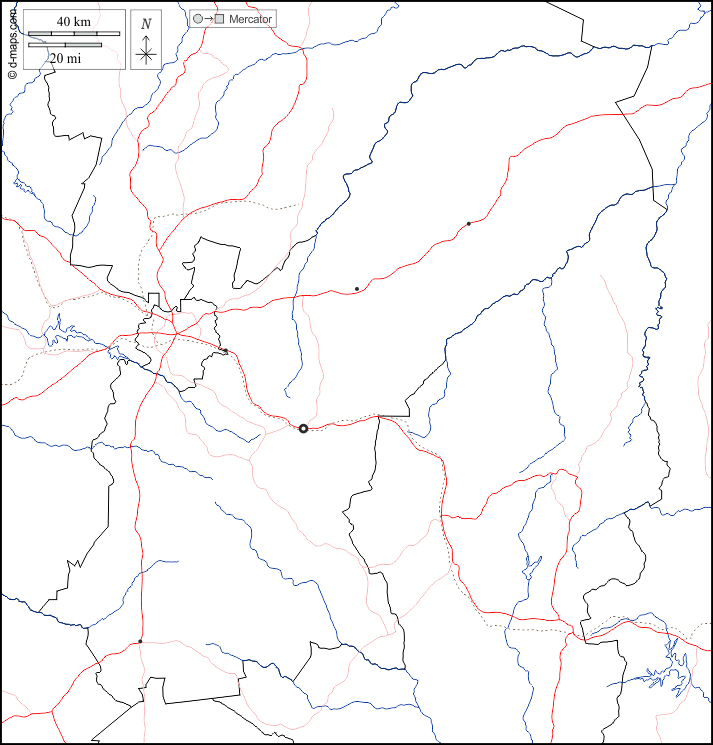Mashonaland Orientale : d-maps.com: mappa gratuita, mappa muta gratuita, cartina muta gratuita : frontiere, idrografia, principali città, strade, bianco