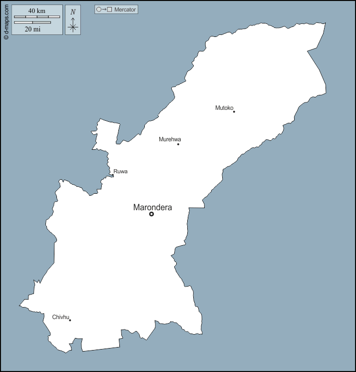 東マショナランド州 : d-maps.com: 無料地図, 無料の空の地図, 無料のアウトラインマップ, 無料のベースマップ
 : 輪郭, 主要都市, 名前