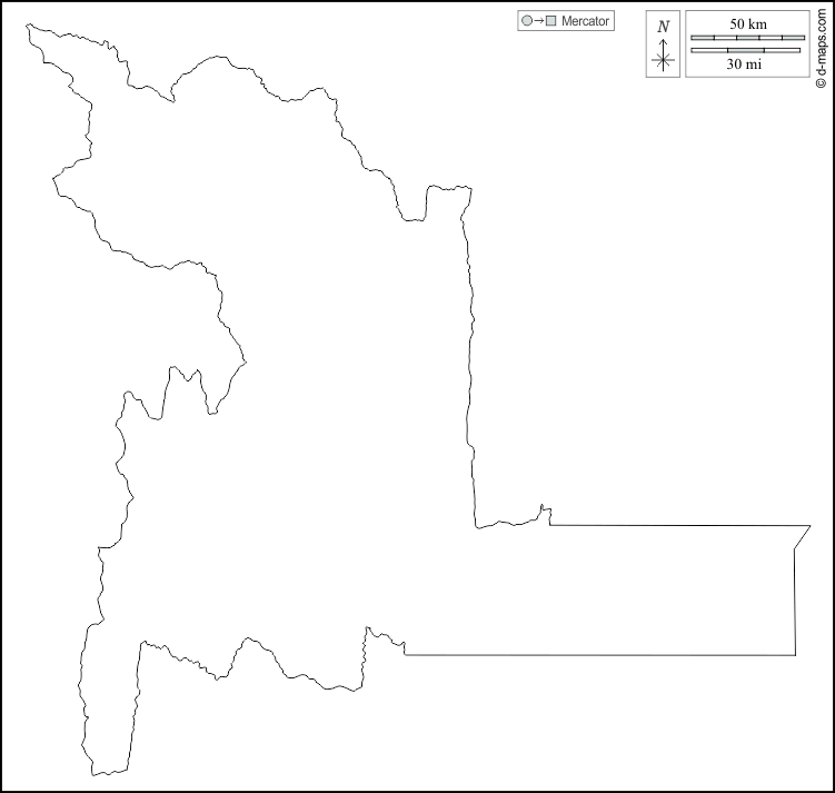 Dipartimento di Chuquisaca : d-maps.com: mappa gratuita, mappa muta gratuita, cartina muta gratuita : contorni, bianco