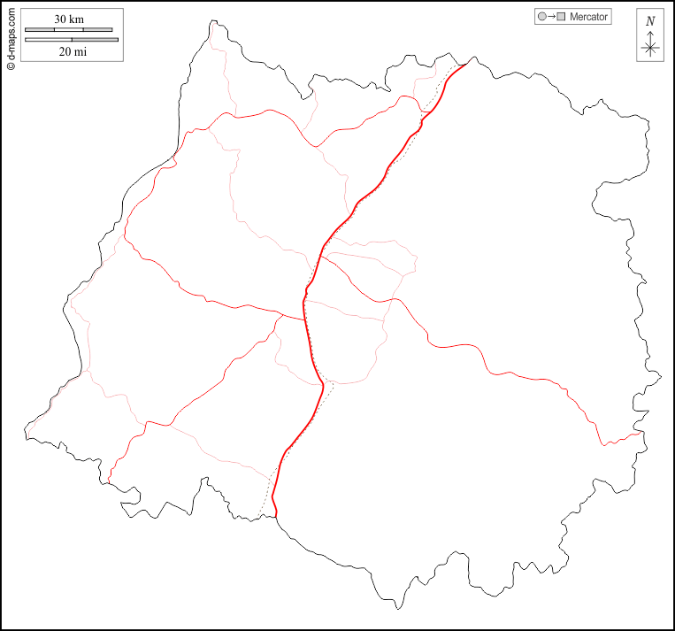 Regione Maule : d-maps.com: mappa gratuita, mappa muta gratuita, cartina muta gratuita : contorni, strade, bianco