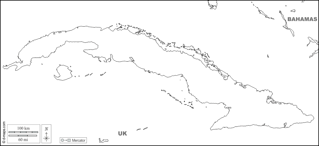 Cuba : d-maps.com: mapa gratuito, mapa mudo gratuito, mapa en blanco gratuito, plantilla de mapa : fronteras, nombres, blanco