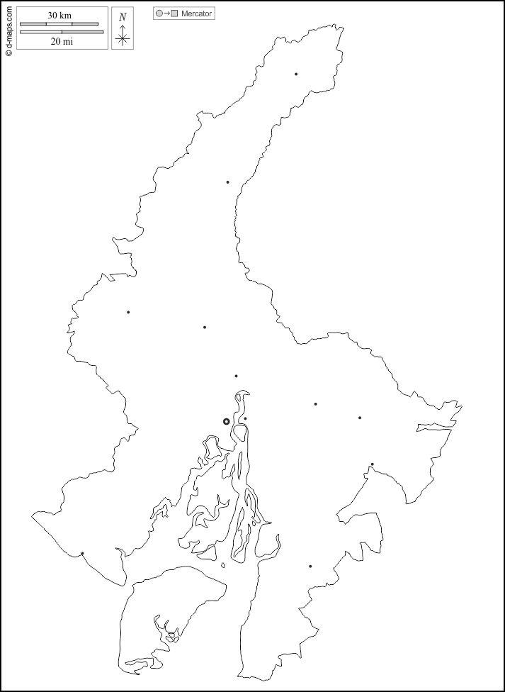 Guayas : d-maps.com: mappa gratuita, mappa muta gratuita, cartina muta gratuita : contorni, principali città, bianco