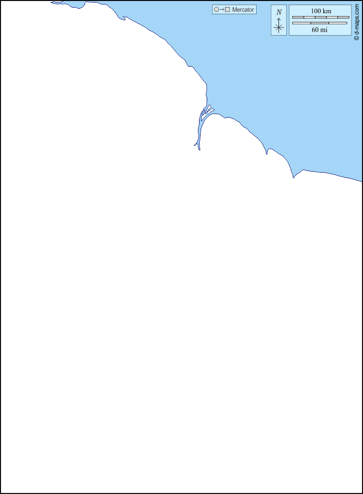 Guyana : d-maps.com: mappa gratuita, mappa muta gratuita, cartina muta gratuita : litorali