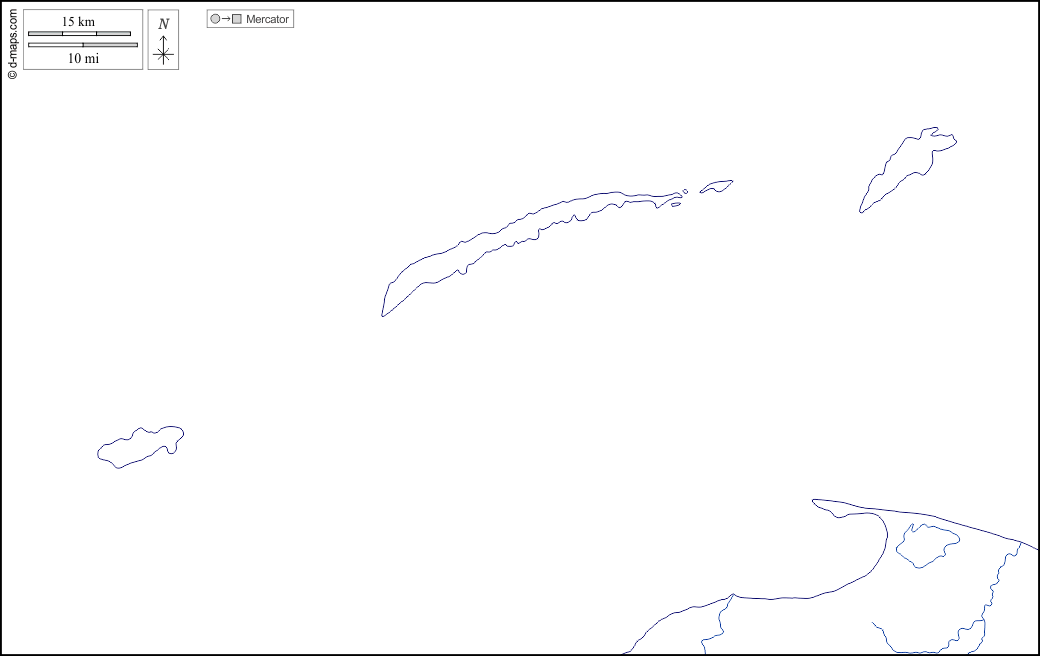 Islas de la Bahía : d-maps.com: mappa gratuita, mappa muta gratuita, cartina muta gratuita : litorali, idrografia, bianco