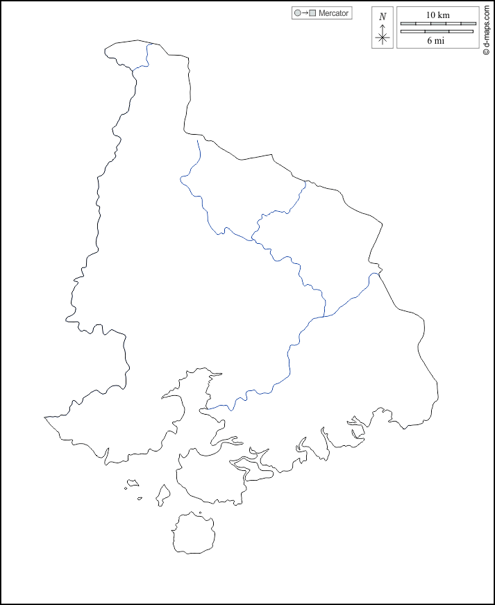 Dipartimento di Valle : d-maps.com: mappa gratuita, mappa muta gratuita, cartina muta gratuita : contorni, idrografia, bianco