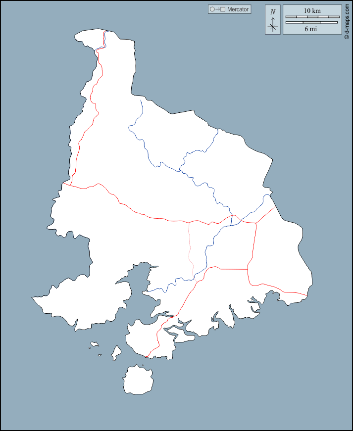 Dipartimento di Valle : d-maps.com: mappa gratuita, mappa muta gratuita, cartina muta gratuita : contorni, idrografia, strade