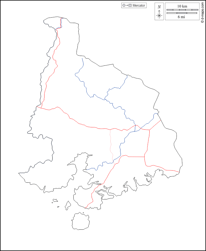 Dipartimento di Valle : d-maps.com: mappa gratuita, mappa muta gratuita, cartina muta gratuita : contorni, idrografia, strade, bianco
