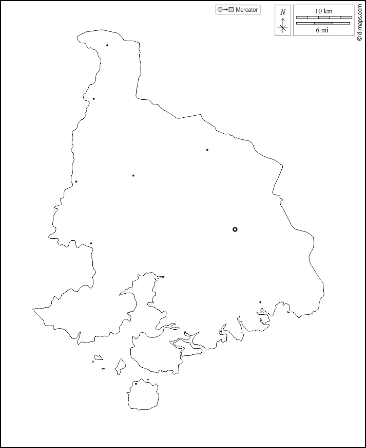 Dipartimento di Valle : d-maps.com: mappa gratuita, mappa muta gratuita, cartina muta gratuita : contorni, principali città, bianco