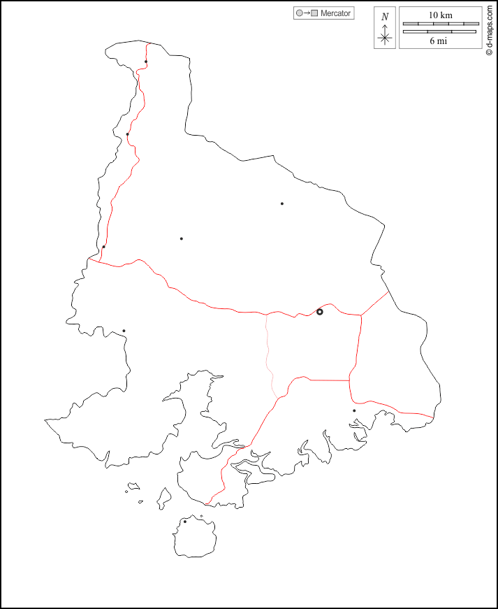 Dipartimento di Valle : d-maps.com: mappa gratuita, mappa muta gratuita, cartina muta gratuita : contorni, principali città, strade, bianco