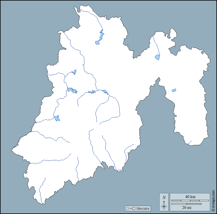 メキシコ : d-maps.com: 無料地図, 無料の空の地図, 無料のアウトラインマップ, 無料のベースマップ
 : 輪郭, 川と湖
