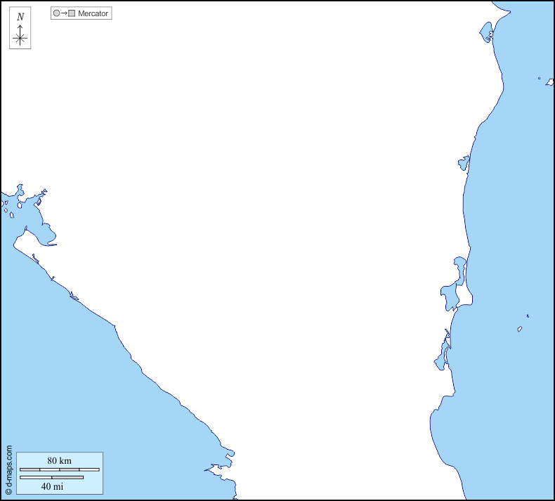 Nicaragua : d-maps.com: mapa gratuito, mapa mudo gratuito, mapa en blanco gratuito, plantilla de mapa : costas