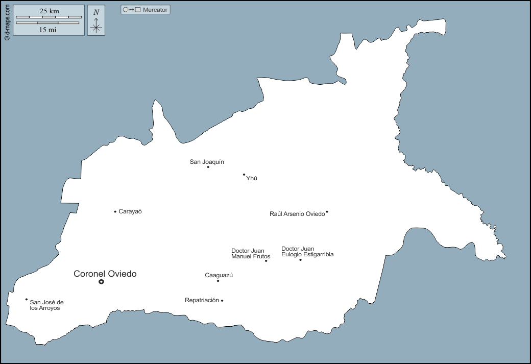 卡瓜蘇省 : d-maps.com: 免费地图, 免费的空白地图, 免费的轮廓地图, 免费基地地图 : 大纲, 主要城市, 名称