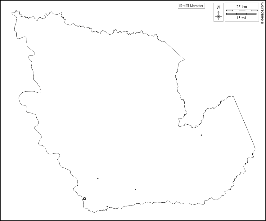 康塞普西翁省 : d-maps.com: 免费地图, 免费的空白地图, 免费的轮廓地图, 免费基地地图 : 大纲, 主要城市, 白