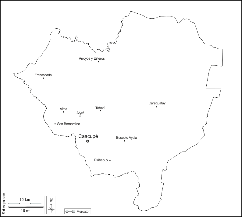 科迪勒拉省 : d-maps.com: 免费地图, 免费的空白地图, 免费的轮廓地图, 免费基地地图 : 大纲, 主要城市, 名称, 白