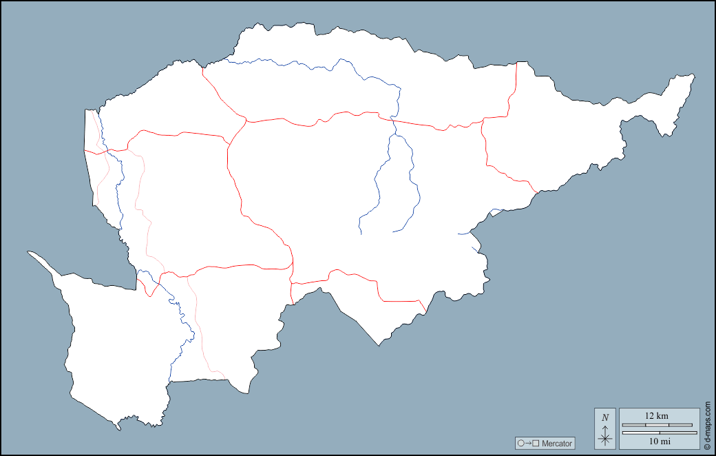 瓜伊拉省 : d-maps.com: 免费地图, 免费的空白地图, 免费的轮廓地图, 免费基地地图 : 大纲, 水文学, 道路