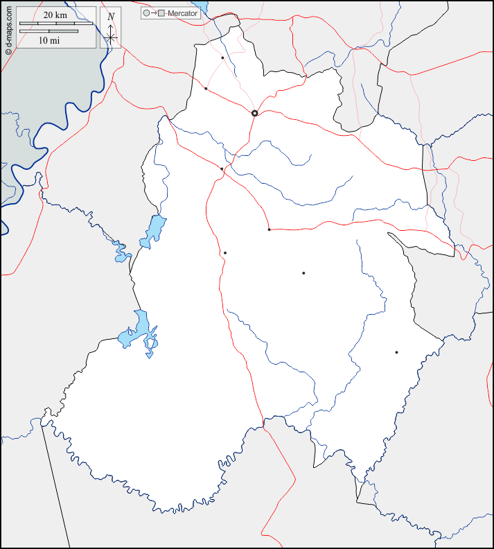 巴拉瓜里省 : d-maps.com: 免费地图, 免费的空白地图, 免费的轮廓地图, 免费基地地图 : 边界, 水文学, 主要城市, 道路