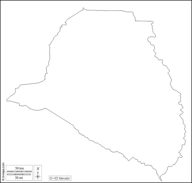 Presidente Hayes : d-maps.com: mappa gratuita, mappa muta gratuita, cartina muta gratuita : contorni, bianco