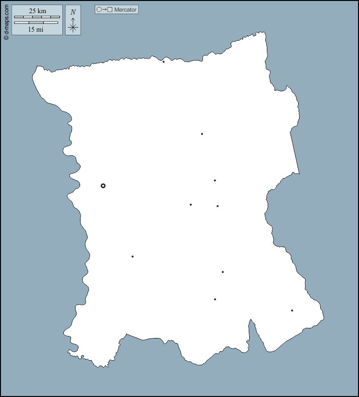 聖佩德羅省 : d-maps.com: 免费地图, 免费的空白地图, 免费的轮廓地图, 免费基地地图 : 大纲, 主要城市