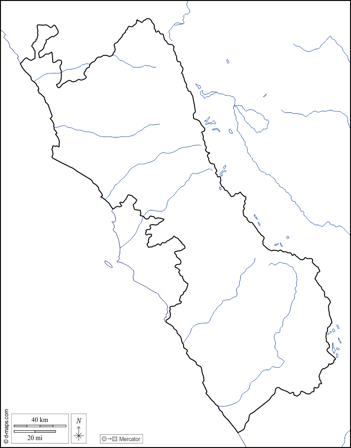 Lima Region : d-maps.com: free map, free blank map, free outline map, free base map : coasts, limits, hydrography, white