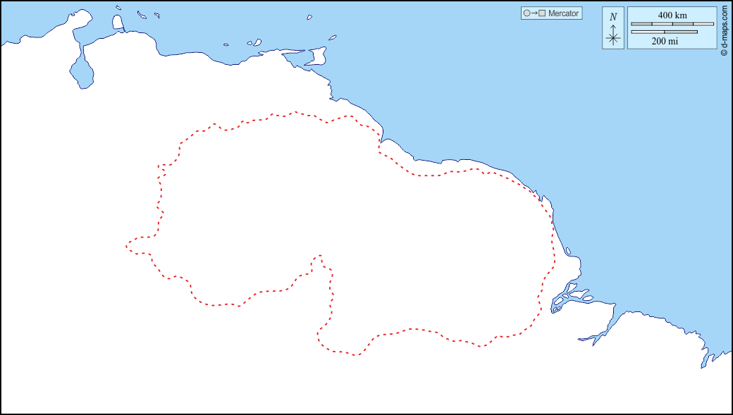Plateau des Guyanes : d-maps.com: carte géographique gratuite, carte géographique muette gratuite, carte vierge gratuite, fond de carte gratuit, formats graphiques courants : littoraux